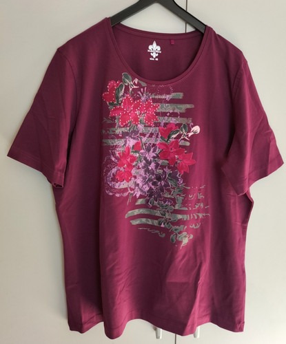 Tshirt bordeaux floral - 48,